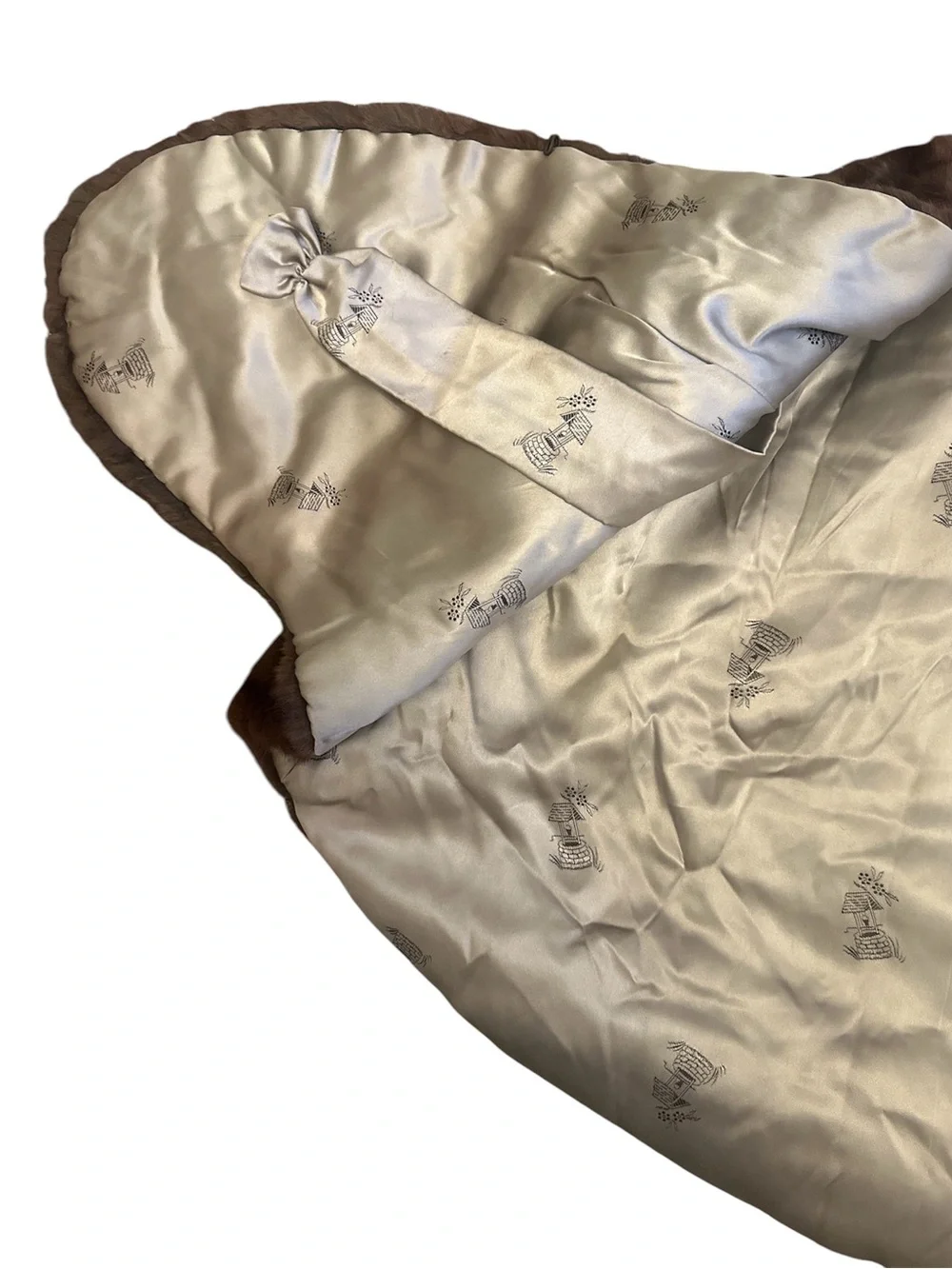 Brown Mink Stole Wrap Shawl Pockets Strashun-Hasty Inc. Full Shiny Luster Vtg